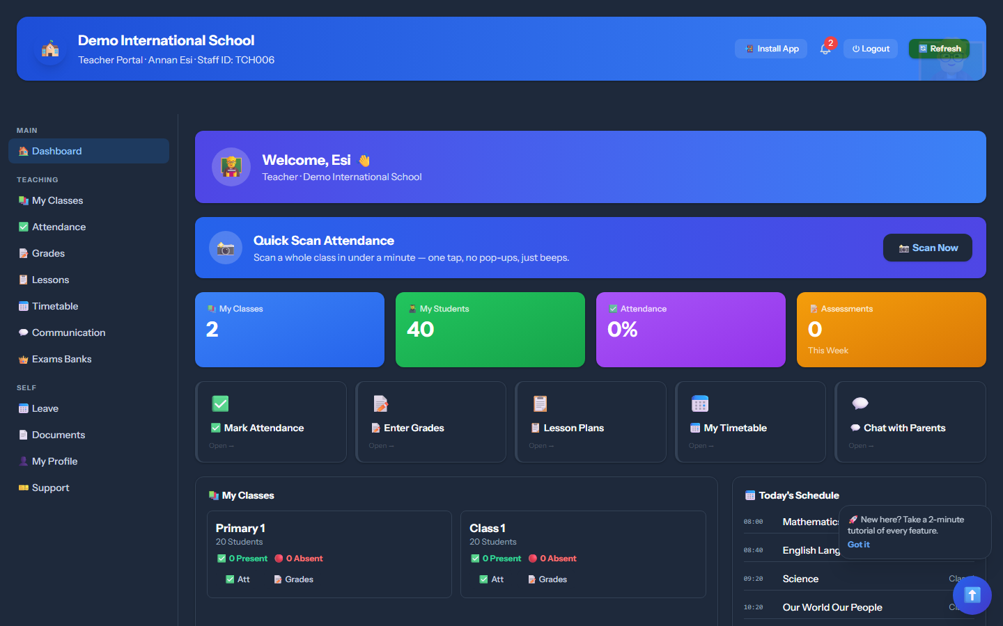 Dashboard - SchTrack screenshot